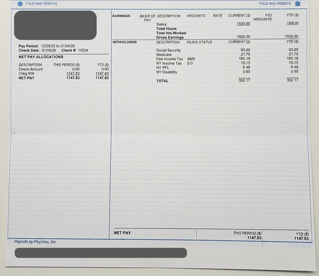 Document A — pay stub